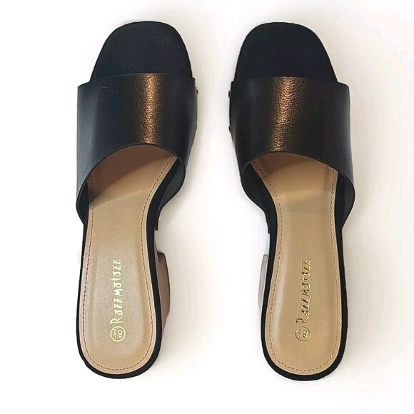 NEW Razz Matazz Women 8.5 Black Slip On Mules Clogs Heels Sandals Studs Y2K - Picture 3 of 9